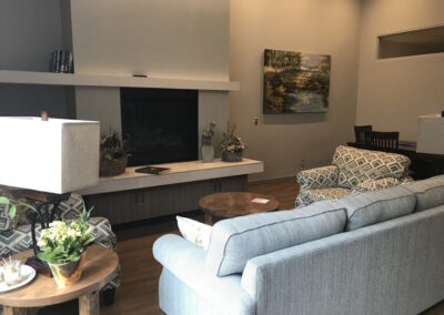 Hospice caregiver sitting room with fireplace