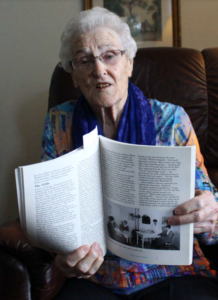 Connie Swinton with her book.